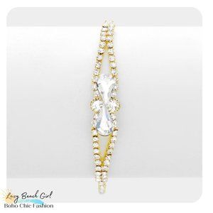 CRYSTAL TEARDROP & RHINESTONE EVENING BRACELET